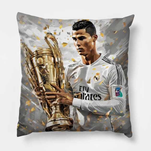 Cristiano Ronaldo CR7 UEFA Champions League Artwork Football Soccer Pillow by The GOAT Store