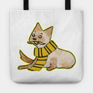 Cat scarf yellow and black Tote