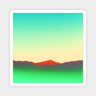 Abstract Neon Green Desert Landscape Sunrise Magnet