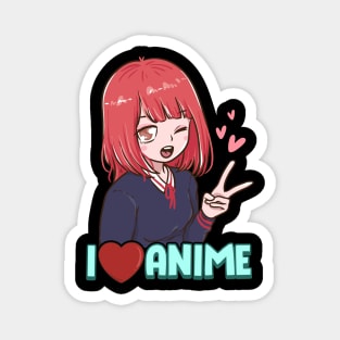 I Love Anime Cute Japanese Kawaii Anime Girl Magnet