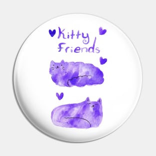 Purple Watercolor Kitty Friends Pin