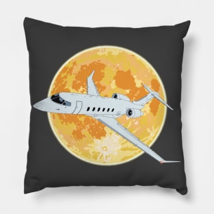 Bombardier Challenger 350 Jet Orange Full Moon Pillow