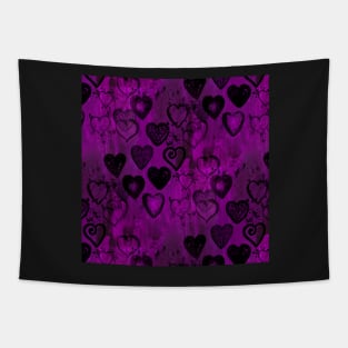 Purple Grunge Hearts Tapestry