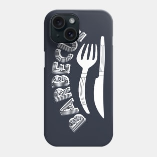 Barbecue Curved Knife and Fork White Text Phone Case