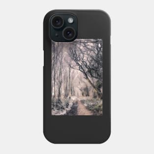 Forest path in winter snow Phone Case