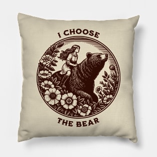 I Choose the Bear Feminist Bear vs Man Meme Team Bear Vintage Pillow