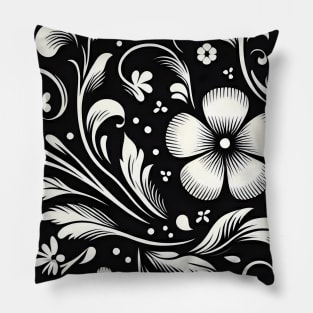 Black and White Floral Pillow