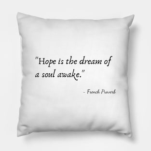 "Hope is the dream of a soul awake." Pillow