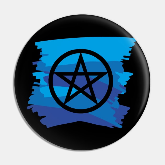 Pagan Pentagram Blue Paint Witch Magick Pin by vikki182@hotmail.co.uk