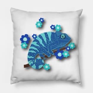 Blue chameleon Pillow