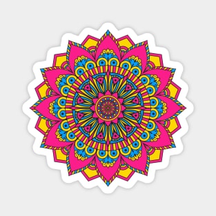Pink Blue and Yellow Pansexual Pride Mandala Zunaria Pattern Magnet