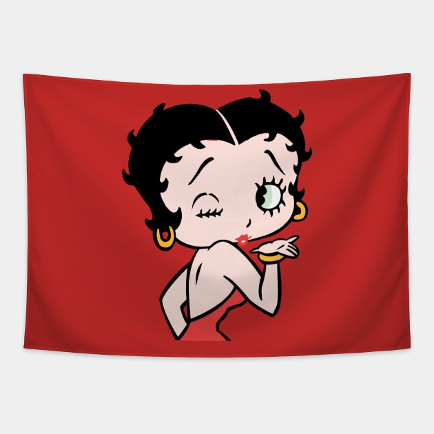 Betty Boop Kiss (Color) Tapestry by MAG