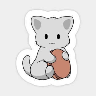 White Cat Macaron Magnet