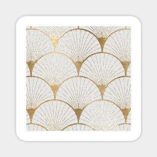 Art Deco pattern - golden polkadot fans Magnet