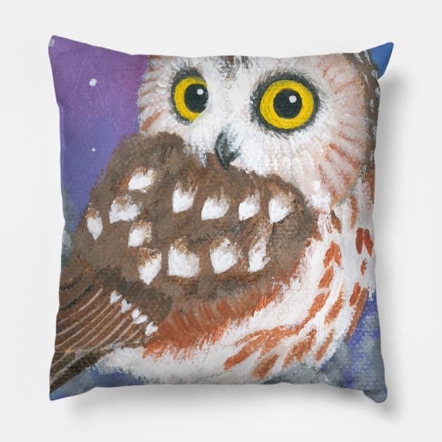 Northern Saw Whet Owl Pillow by SugarDrake
