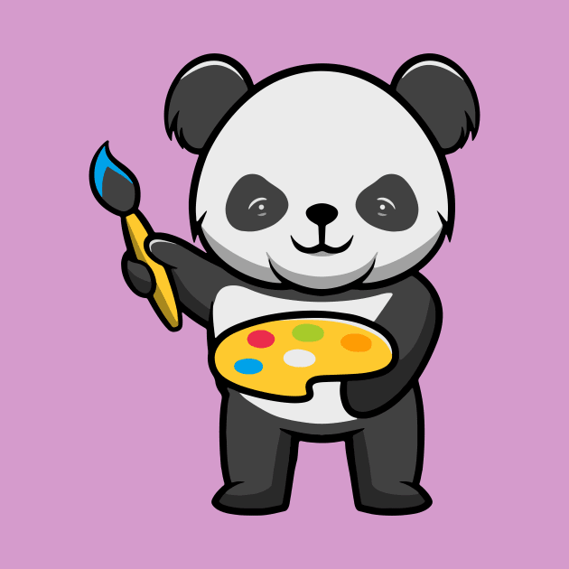 Cute Panda Painting by Cubbone