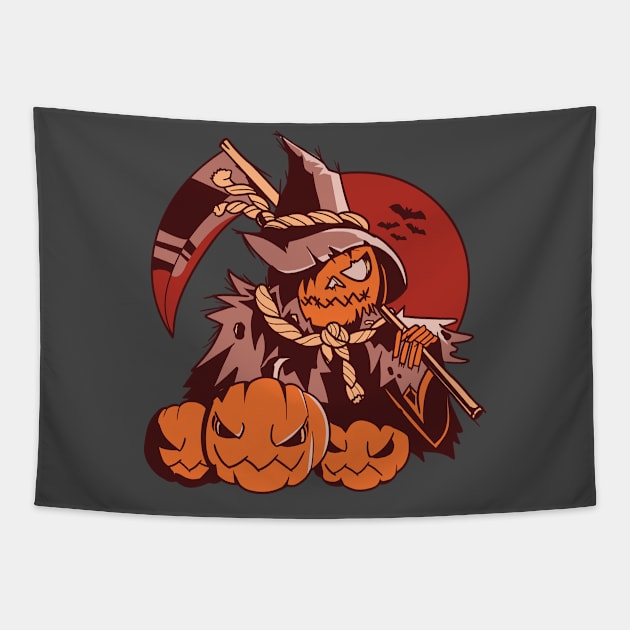 Halloween scarecrow Tapestry by IconRose
