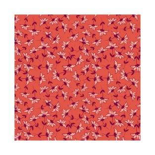 Red Floral Pattern T-Shirt