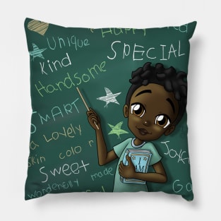 Black Boy and Positive Words Pillow