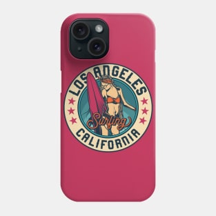 Vintage Surfing Badge for Los Angeles, California Phone Case