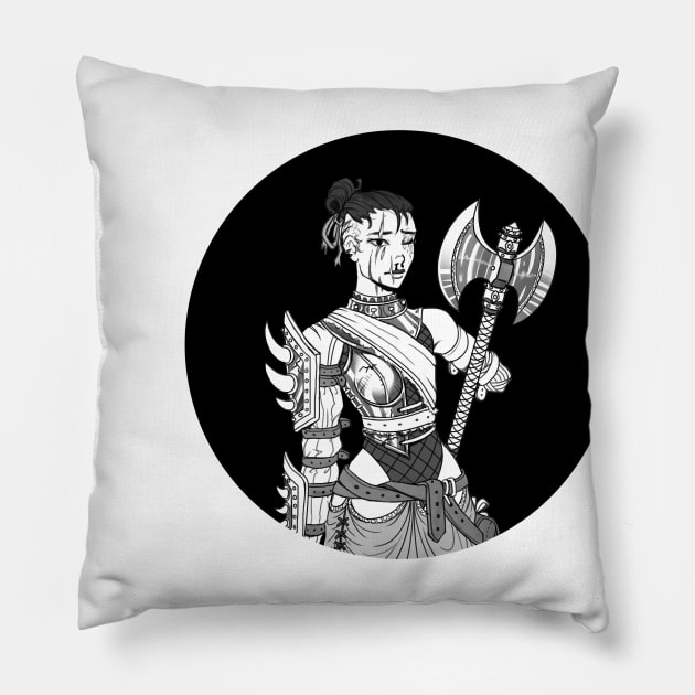 Inktober: Injured Woman Warrior Pillow by Shellz-art