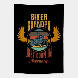 Biker grandpa just born in february Tapestry