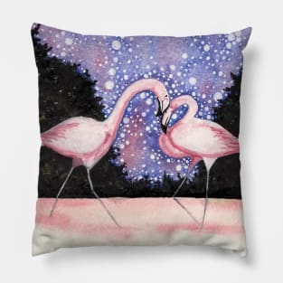 Flamingos in Love Pillow