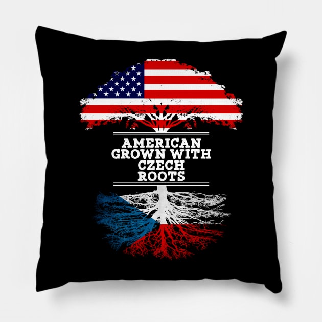 American Grown With Czech Roots - Gift for Czech From Czech Republic Pillow by Country Flags