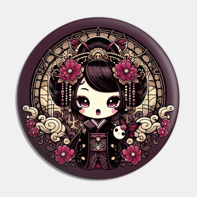 Geisha Gothic Lolita Kawaii Pin by DesignDinamique