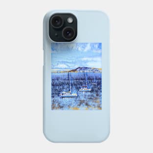 Yachts in the ocean- snow effect Phone Case