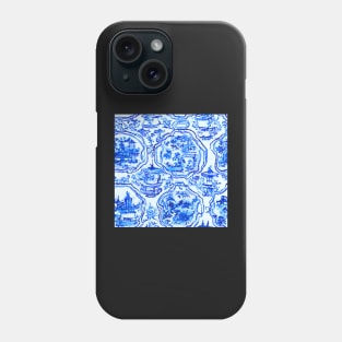 Blue and white chinoiserie tiles sketch Phone Case