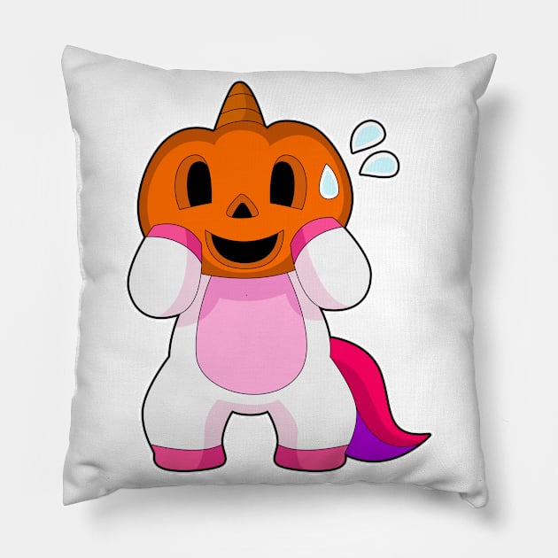 Unicorn Halloween Pumpkin Pillow by Markus Schnabel