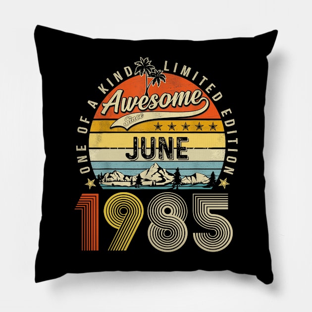 Awesome Since June 1985 Vintage 38th Birthday Pillow by Gearlds Leonia