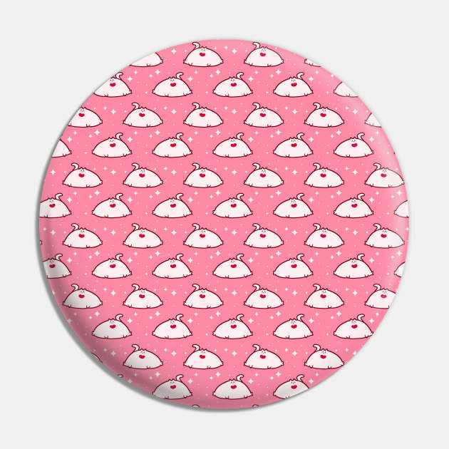 Fat White Cat Pink Pattern Pin by saradaboru