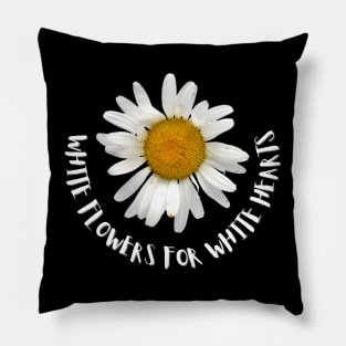 White flowers for white hearts Pillow