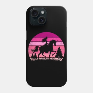 Princess Riding Unicorn Pink Vintage Sunset Magical Phone Case