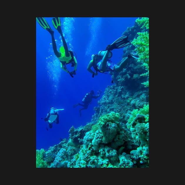 Coral reef and scuba divers by likbatonboot