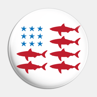 Shark &amp; Starfish American Flag Pin