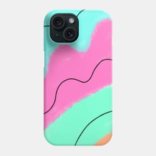 Pink green orange watercolor abstract art Phone Case