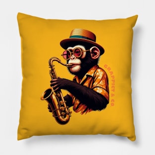 Monkey playing saxophone Pillow