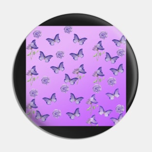 Purple Butterfly and Flower Pattern Pin