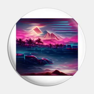 Synthwave Mountain Landscape Pin