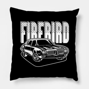 Firebird Car (White Print) Pillow