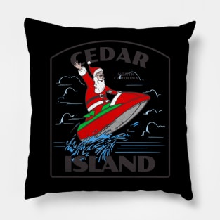 Cedar Island, NC Christmas Vacationing Waterskiing Santa Pillow