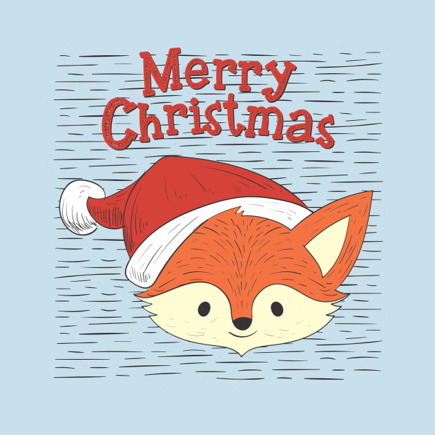 Christmas fox - Happy Christmas and a happy new year! - Available in stickers, clothing, etc by Crazy Collective