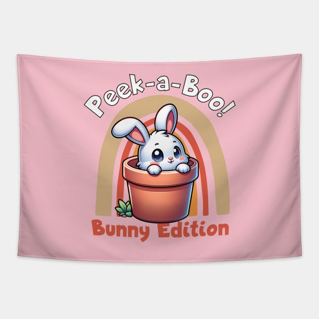Peek-A-Boo! Bunny in Pot Tapestry by Pink & Pretty
