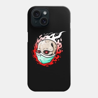 Flaming Skull Wearing A Face Mask For Halloween Phone Case