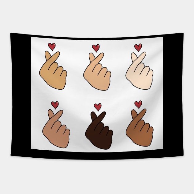 Bold Hearts in Diverse Skin Tones Tapestry by Bouquet of love