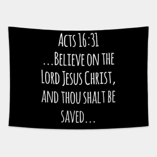 Acts 16:31 King James Version (KJV) Bible Verse Typography Tapestry