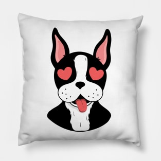 Boston terrier in love print of St. Valentine's day Pillow